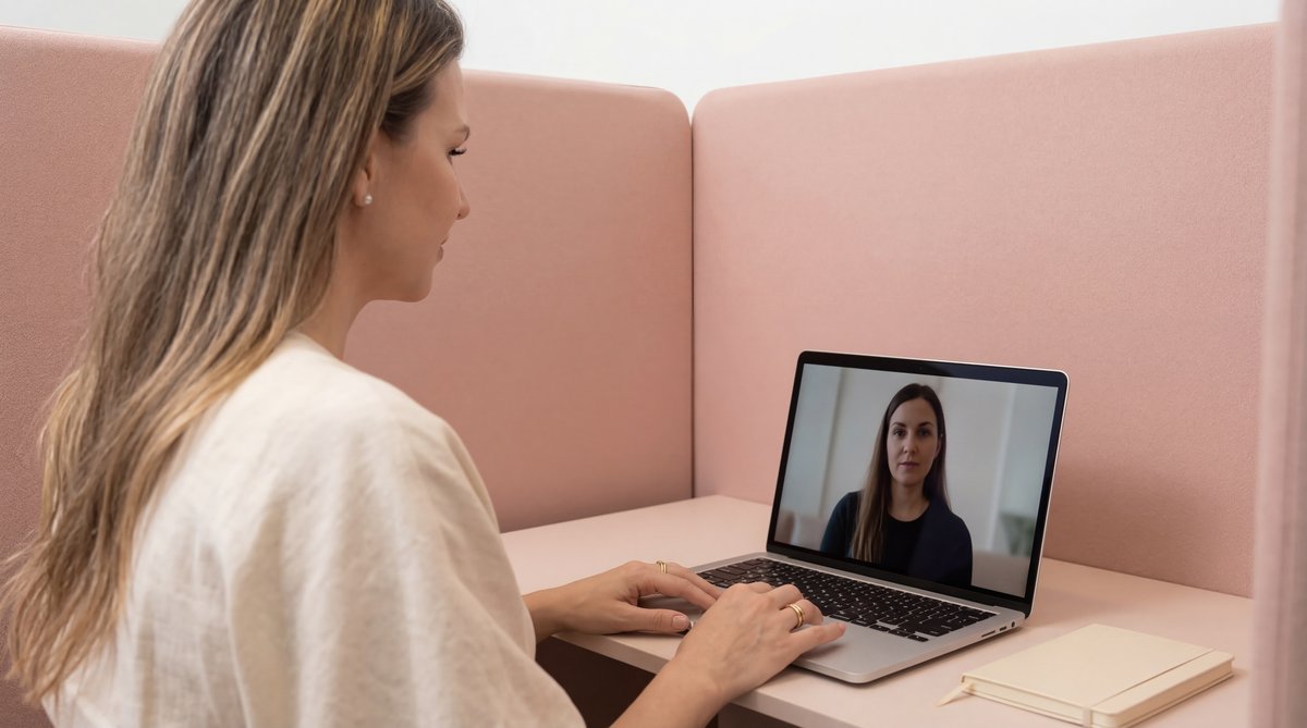 Illustration showing the connection between a woman's brain and hormonal molecules