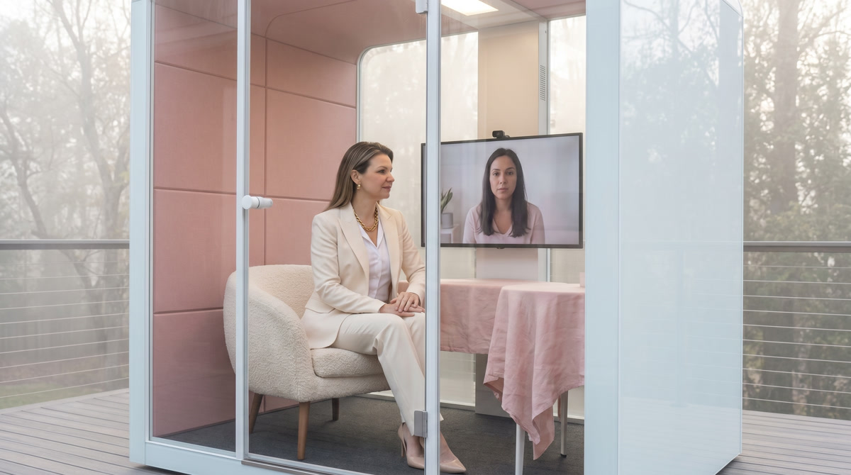 Illustration of a woman taking a micro-break to stretch at her desk